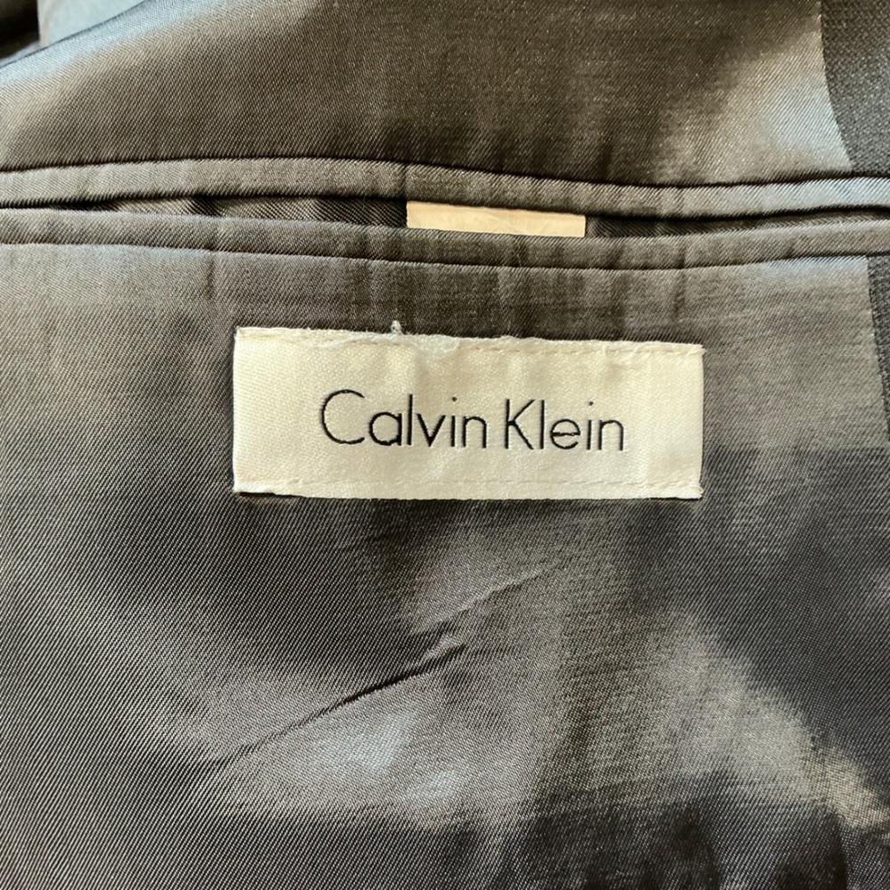 Calvin Klein Blazer Mens 44L Black Wool Blend Two Button Suit Jacket - Picture 5 of 6